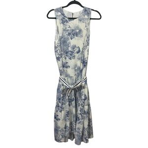 Joy Joy White and‎ Blue Sleeveless Sundress Midi